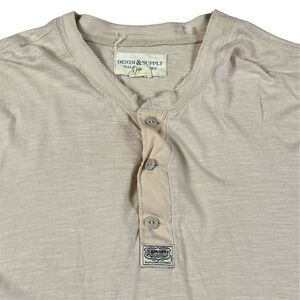 SOLD***Denim & Supply Ralph Lauren Henley Long Sleeve Buttons Preppy Tan Mens